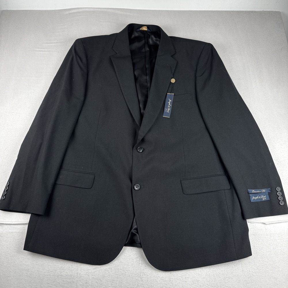 New! Joseph & Feiss Gold Mens Black Blazer Suit Jacket 48L 100% Wool Office